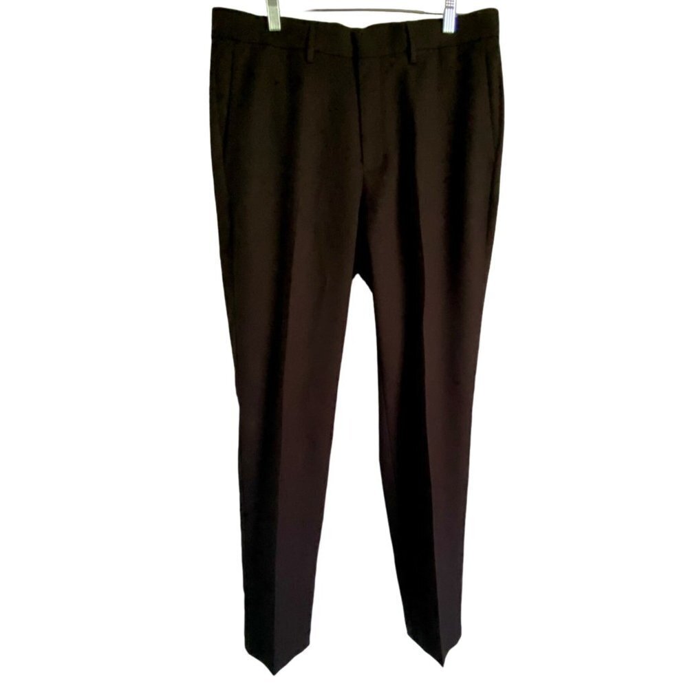 Haggar Slim Straight All Day Comfort Black Polyester Pants Men's Size 34 x 32